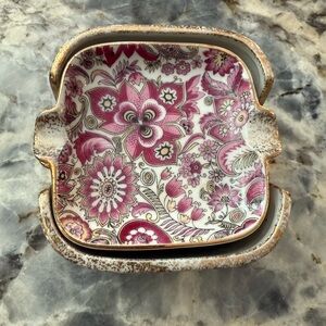 Vintage Royal Paisley Ashtray Set  Porcelain With Gold Trim